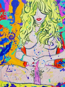 penthouse legs, 36 x 48 acrylic sumi ink oil on canvas